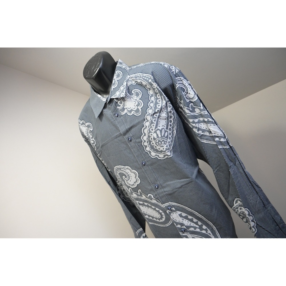 Tasso Elba Button Down Shirt Mens 3XLT Blue Paisley Cotton Long Sleeve Excellent